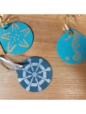 Handpainted Wood Nautical Christmas Ornaments